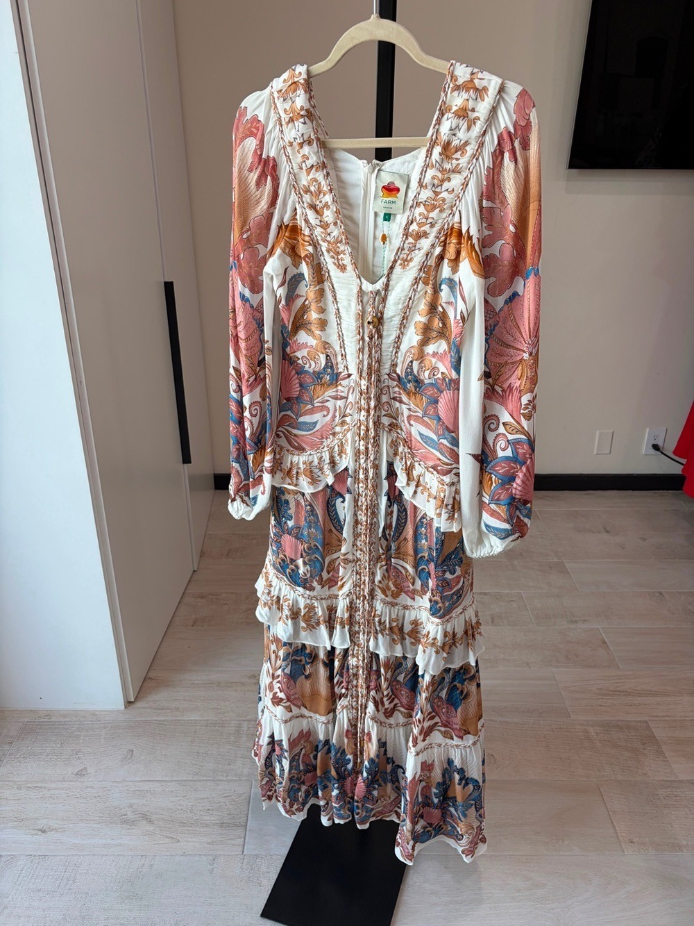 Farm Rio Off-White Sea Garden Ruffled Maxi Dress - Picture 4 of 10
